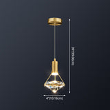 Modern Brass Crystal Pendant Light With Diamond Design - Led Bedroom Ceiling Lighting