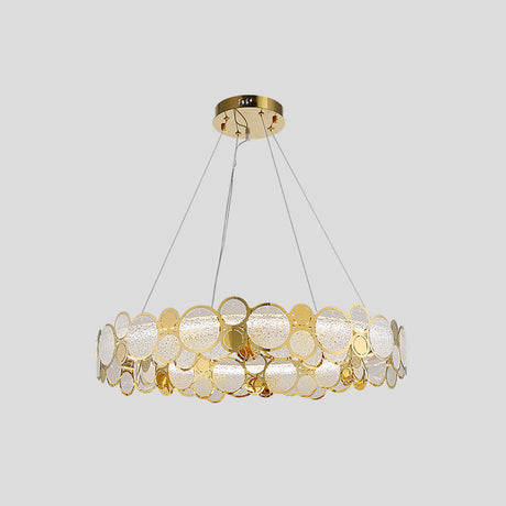 Crystal Bedroom Pendant Ceiling Light With Brass Finish Metal Fixture & Glass Shade - Large Size /