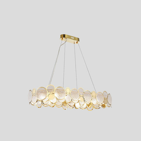 Crystal Bedroom Pendant Ceiling Light With Brass Finish Metal Fixture & Glass Shade - Large Size /