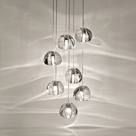 Modern Nordic Led Clear Bubble Glass Mini Pendant Light - Round Stair Hanging Lamp