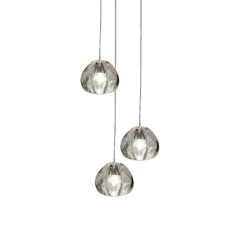 Modern Nordic Led Clear Bubble Glass Mini Pendant Light - Round Stair Hanging Lamp 3 /