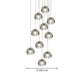 Modern Nordic Led Clear Bubble Glass Mini Pendant Light - Round Stair Hanging Lamp
