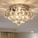 2-Light Flush Mount Chrome Crystal Raindrop Ceiling Light For Corridor