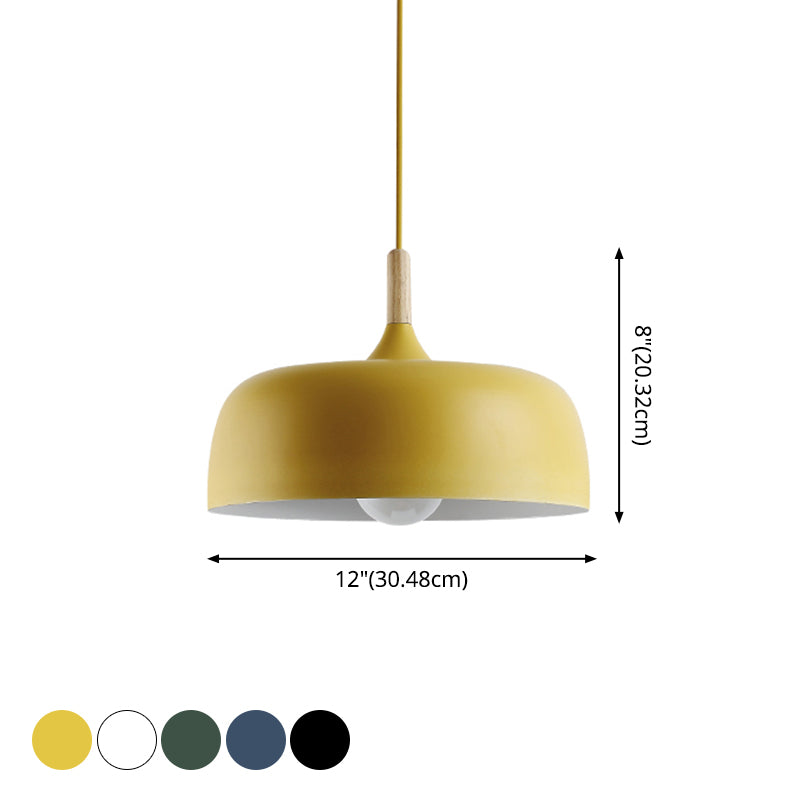 Modern Led Macaron Color Ceiling Pendant Light With Wood Lamp Socket