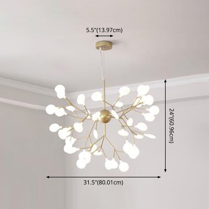 Contemporary Firefly Chandelier With Frosted Acrylic Lampshade For Living Room Ceiling