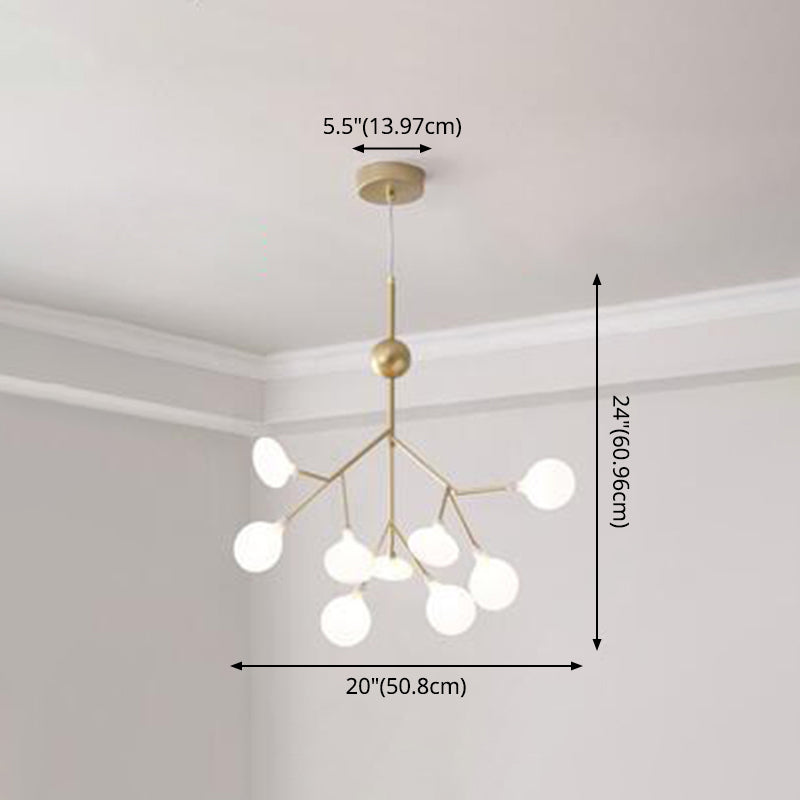 Contemporary Firefly Chandelier With Frosted Acrylic Lampshade For Living Room Ceiling