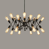 Vintage Industrial Chandelier Light - Sputnik Wrought Iron Pendant For Bar Coffee Shop 18 / Black