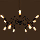 Retro Industrial Black Chandelier Wrought Iron Multi-Light Pendant For Living Room 12 /