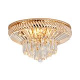 Contemporary Crystal Ceiling Light - 6-Light Bedroom Flush Mount In Gold