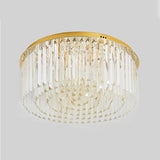 Contemporary Golden Crystal Ceiling Lamp - 6-Light Dining Room Flush Light