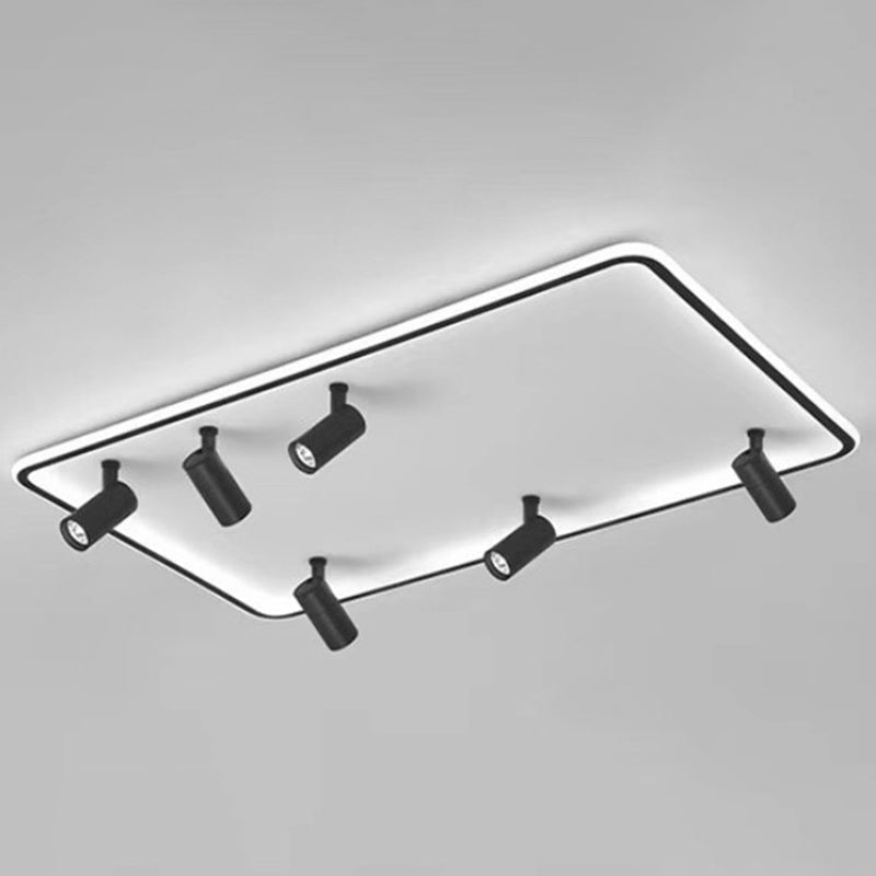 Modern Led Flush Mount Spotlight For Living Room Ceiling - Acrylic Rectangular Design Black /