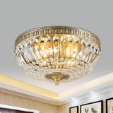 Contemporary Gold Dome Ceiling Light Clear Glass Flush Mount Lamp - 4 Lights