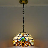 Tiffany-Style Bowl Pendant Light With Stained Glass - Ideal For Dining Room Beige / 12