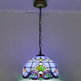 Tiffany-Style Bowl Pendant Light With Stained Glass - Ideal For Dining Room Blue / 12