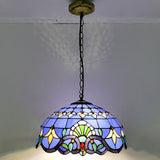 Tiffany-Style Bowl Pendant Light With Stained Glass - Ideal For Dining Room Blue / 16
