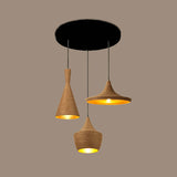 Beige Rope Pendant Light: Retro Industrial Hanging Lamp For Dining Room / Round