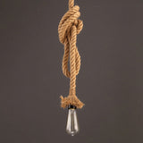 Retro Industrial Linen Rope Pendant Light 1-Light Bare Bulb Hanging Lamp For Dining Room Beige / 39
