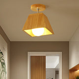 Sleek Wood Ceiling Light: Simplicity 1-Light Flush Mount For Bedrooms / Trapezoid