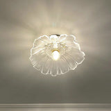 Classic Glass Ceiling Light Fixture W/ Brass Lamp Holder For Corridors / Flower
