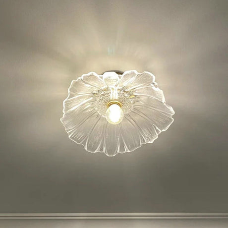 Classic Glass Ceiling Light Fixture W/ Brass Lamp Holder For Corridors / Flower