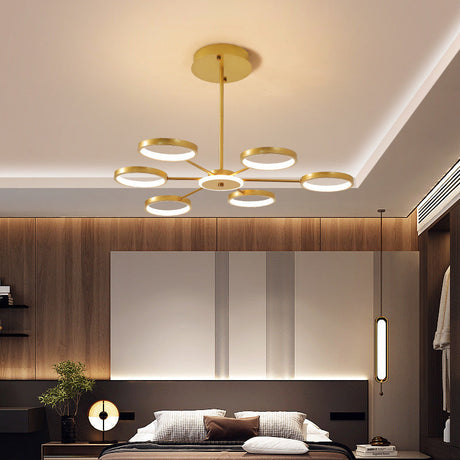 Contemporary Starburst Chandelier For Living Room - Metal Hanging Lamp Kit Gold / 31.5 Third Gear