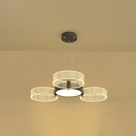 Modern Acrylic Circle Pendant Light For Living Room - Stylish Chandelier Ceiling Lighting 3 / Black