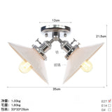 Rustic Semi Flush Ceiling Light With Flared Iron Design And 2 Bulbs - Black/Bronze Finish Chrome