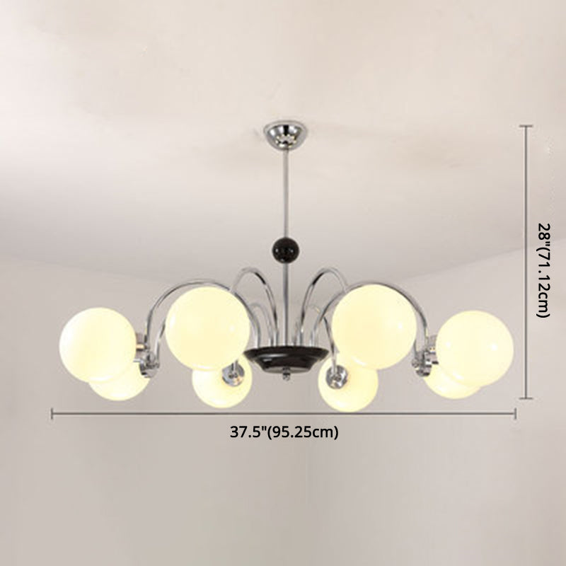Modern White Glass Globe Chandelier For Bedroom Lighting