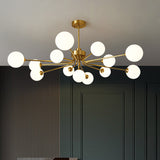 Ultra-Contemporary Milk Glass Balloon Ball Chandelier - Elegant Ceiling Lighting For Living Room