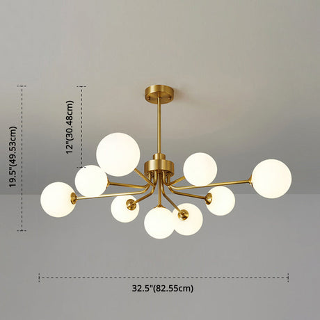 Ultra-Contemporary Milk Glass Balloon Ball Chandelier - Elegant Ceiling Lighting For Living Room