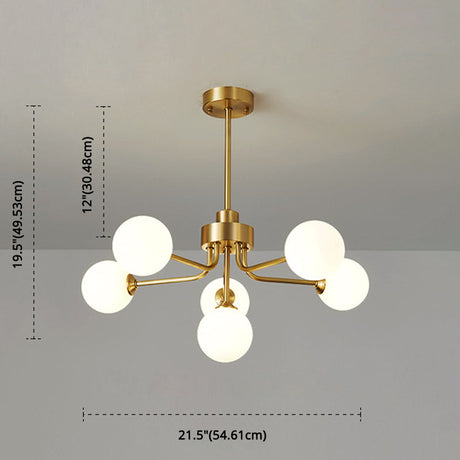 Ultra-Contemporary Milk Glass Balloon Ball Chandelier - Elegant Ceiling Lighting For Living Room