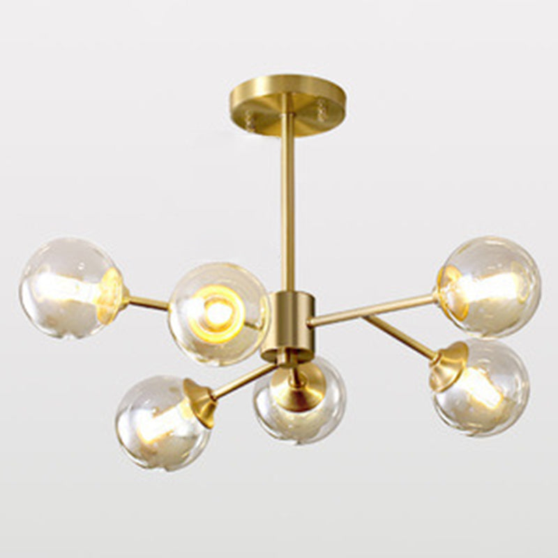 Modern Glass Globe Chandelier Light Fixture For Living Room 6 / Gold