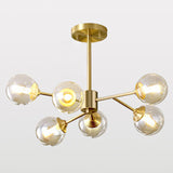 Modern Glass Globe Chandelier Light Fixture For Living Room 6 / Gold