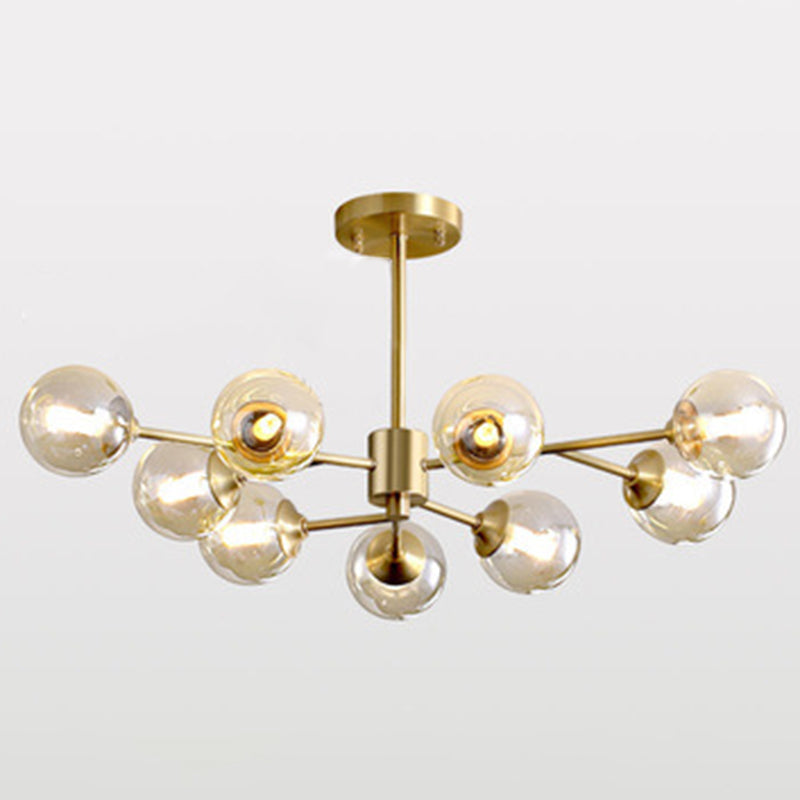 Modern Glass Globe Chandelier Light Fixture For Living Room 9 / Gold