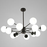Contemporary Glass Chandelier Light For Living Room Ceiling 12 / Black Without Spot