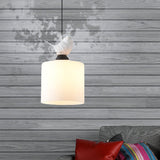 Simple Style White Glass Cylinder Tea Bar Pendant Light Fixture With Hanging Kit - 1