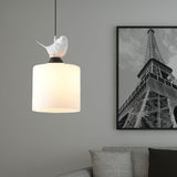 Simple Style White Glass Cylinder Tea Bar Pendant Light Fixture With Hanging Kit - 1