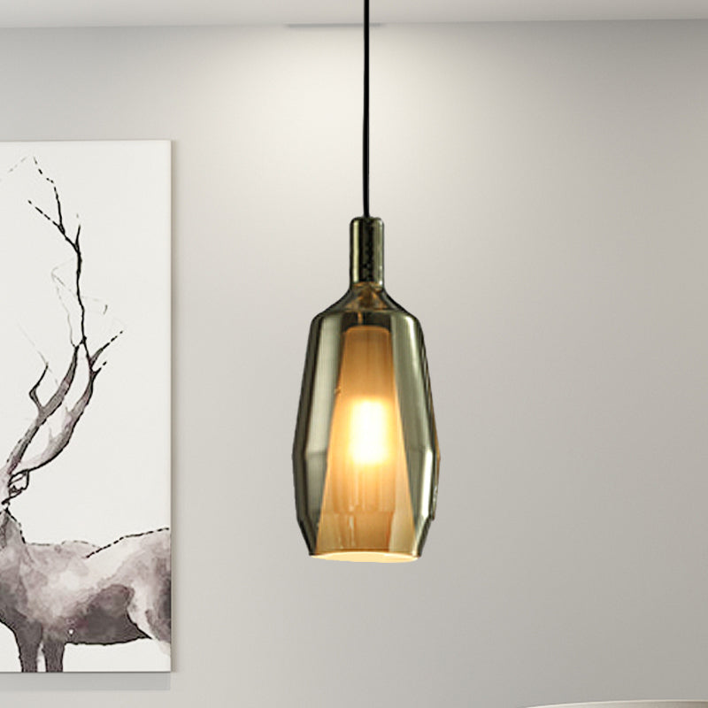 Modern Green Glass Tulip Pendant Light For Dining Room - Single Head Hanging Lamp Kit