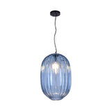 Vintage Blue Glass Lantern Pendant Light Fixture - 1 Head Suspension For Living Room