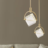 Contemporary Gold Hanging Lamp Kit With Clear Glass Cubic Pendant - Perfect Ceiling Light For
