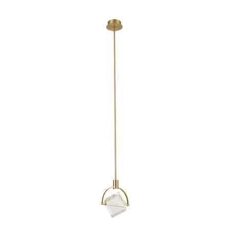 Contemporary Gold Hanging Lamp Kit With Clear Glass Cubic Pendant - Perfect Ceiling Light For