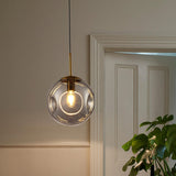Smoke Gray Dimpled Glass Globe Pendant Light - Simple And Stylish Single Head Hanging Lamp Kit