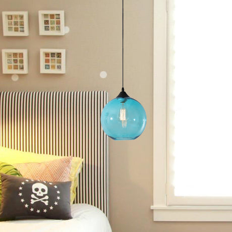 Macaron Glass Pendant Ceiling Light - Clear/Coffee/Red Dining Room Hanging Lamp Kit