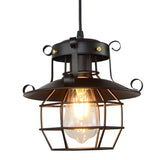 Retro Industrial Style 1-Light Lantern Ceiling Pendant - Metal For Restaurants