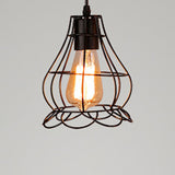 Industrial Retro Hanging Pendant Light Fixture With Caged Design For Bars - Single Metallic Black /
