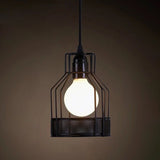 Industrial Retro Hanging Pendant Light Fixture With Caged Design For Bars - Single Metallic Black /