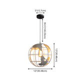Industrial Metallic Pendant Light - Cage Globe Ceiling For Coffee Shop
