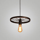 Metallic Industrial Style Multi-Light Pendant With Wheel Design Perfect For Restaurants 1 / Black