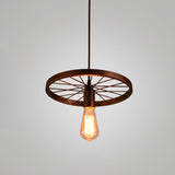 Metallic Industrial Style Multi-Light Pendant With Wheel Design Perfect For Restaurants 1 / Rust