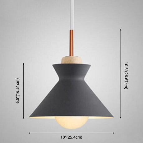 Nordic Style 1-Light Pendant Lamp With Wooden Top For Modern Restaurants